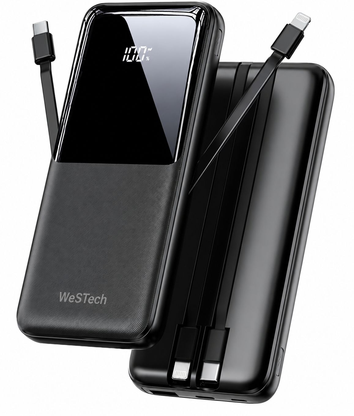 WesTech 22.5W Fast Charging Power Bank 10000mAh – Built-in Cables & LED Display