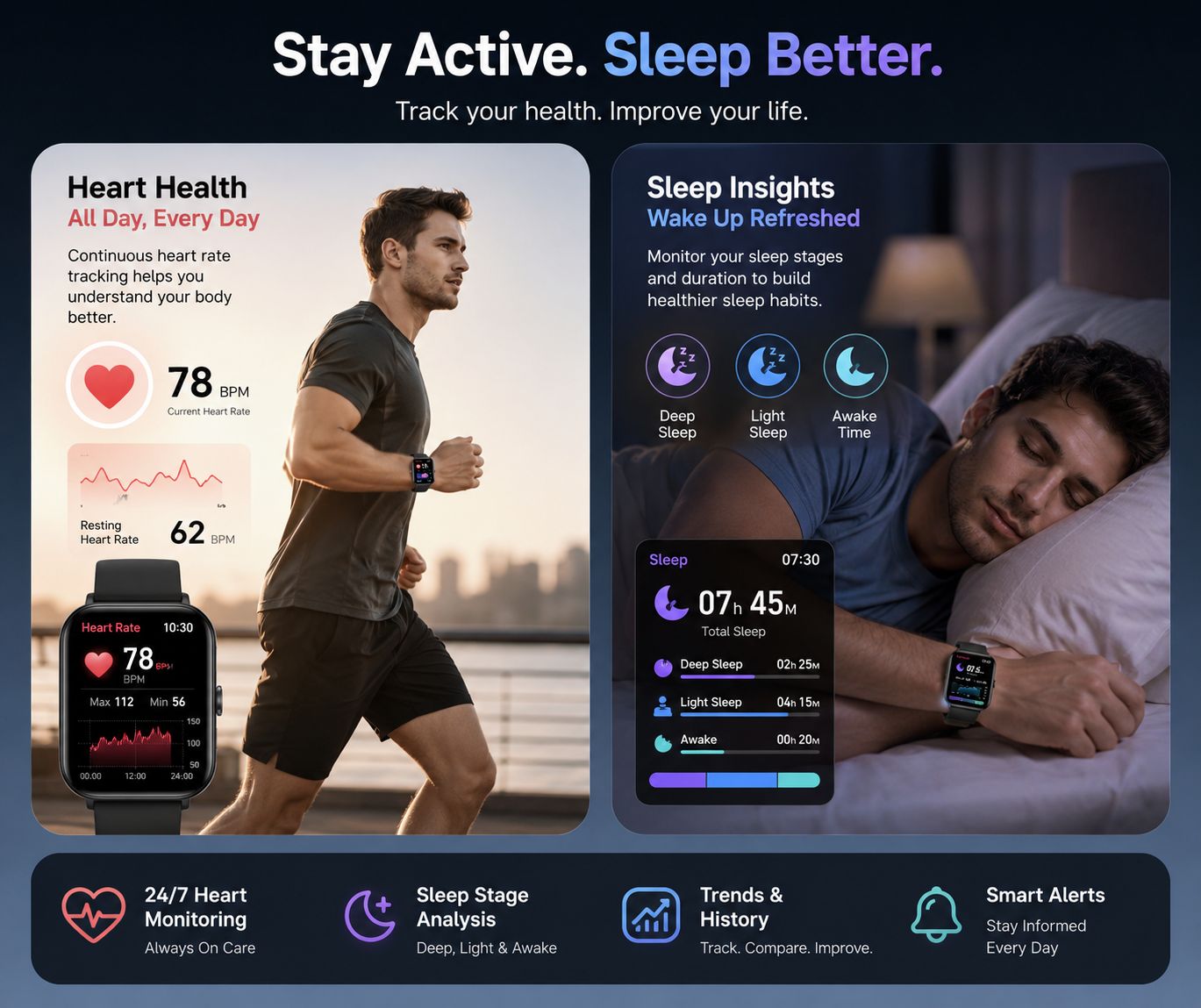 WeSTech FitPro Smart Watch – 1.69” HD Full Touch Screen | Heart Rate Monitor | Sleep Tracking | Sports Modes