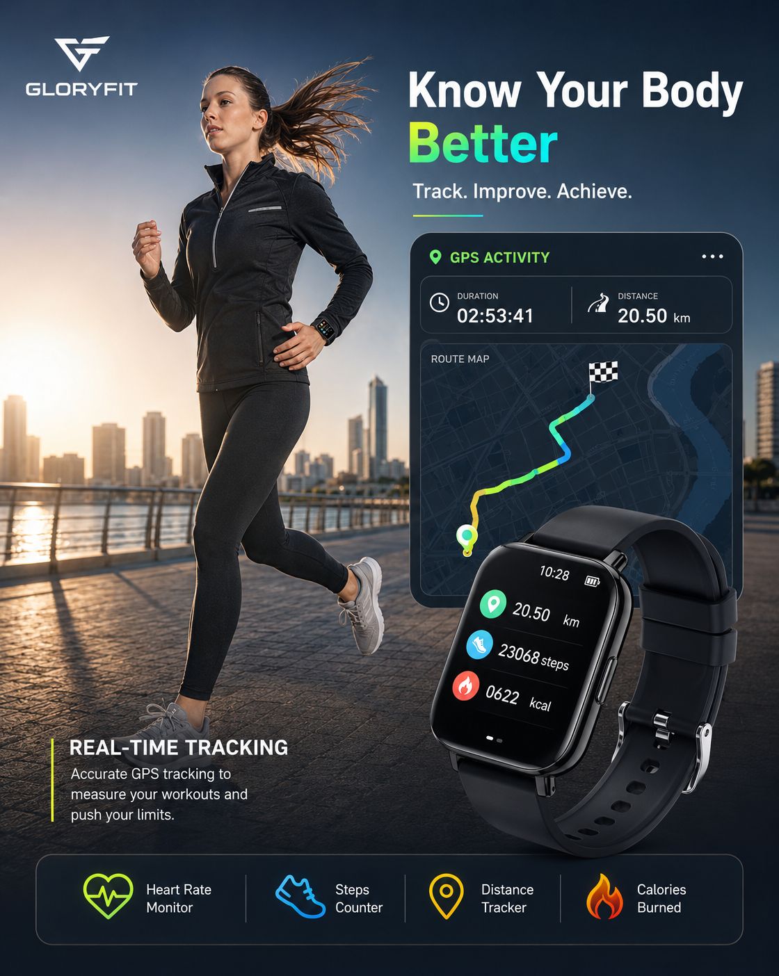 WeSTech FitPro Smart Watch – 1.69” HD Full Touch Screen | Heart Rate Monitor | Sleep Tracking | Sports Modes