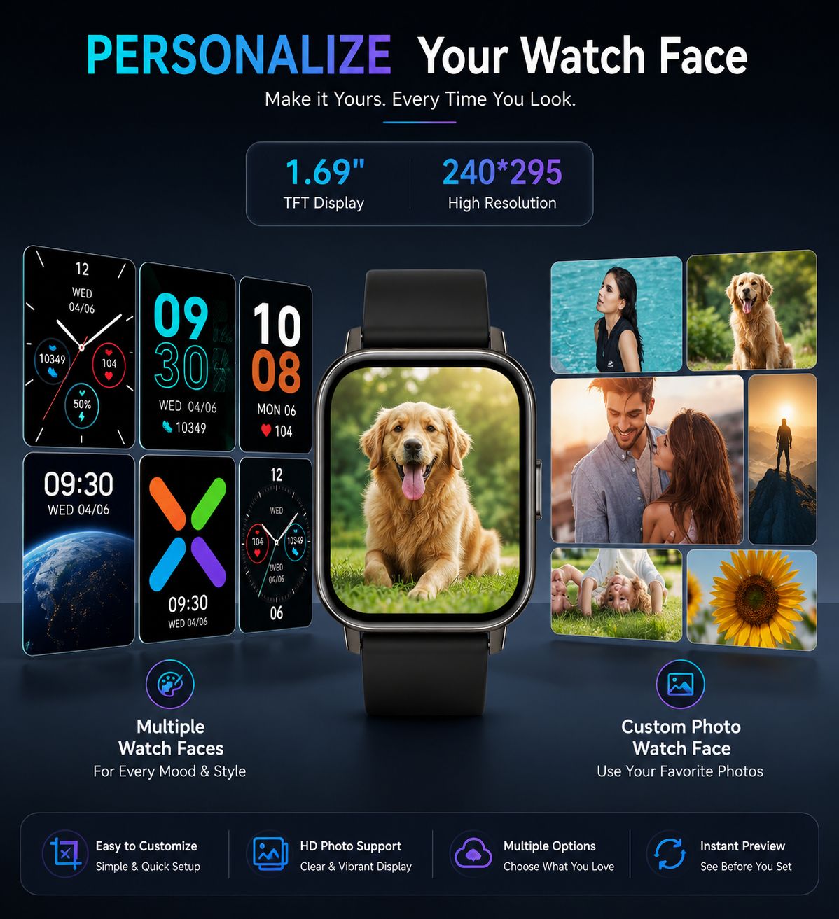 WeSTech FitPro Smart Watch – 1.69” HD Full Touch Screen | Heart Rate Monitor | Sleep Tracking | Sports Modes
