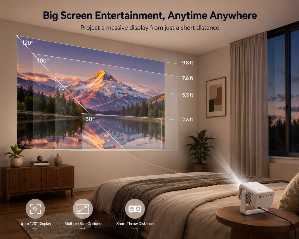 WesTech Mini Portable Projector – 1080P Supported, Auto Keystone, 360° Rotation & Zoom